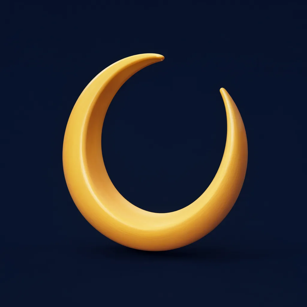 3D abstract sculpture of crescent arc in butter yellow and amber
