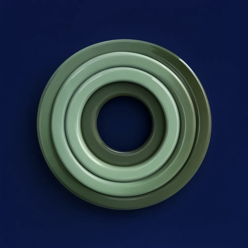 3D abstract sculpture of concentric rings in sage and olive