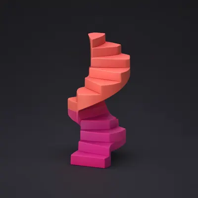 3D Abstract Spiral Stair Form