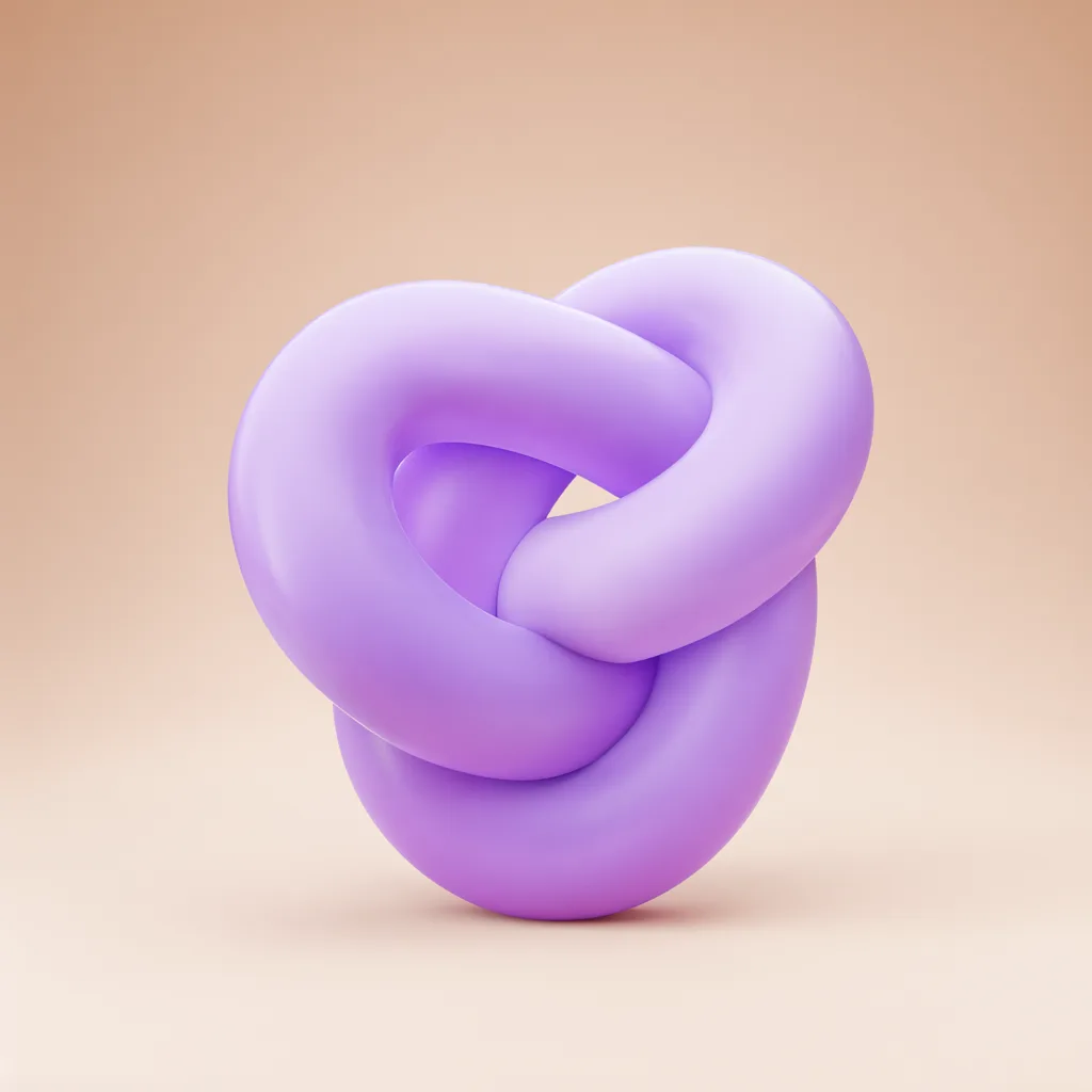 3D abstract sculpture of knot loop in lilac and violet