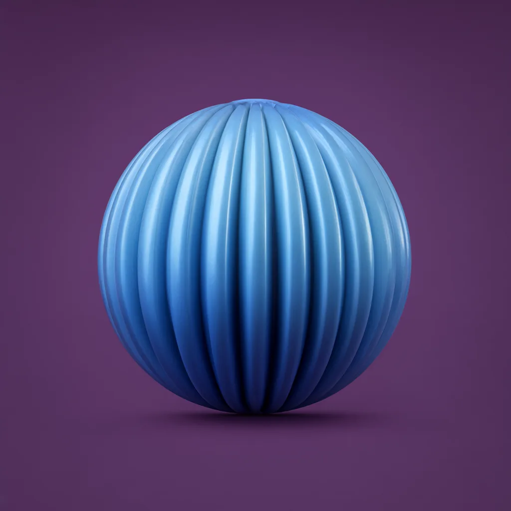 3D abstract sculpture of ridged dome in sky blue and navy