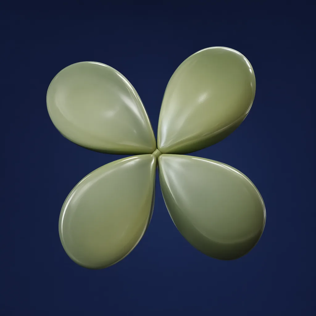 3D abstract sculpture of petal form in sage and olive