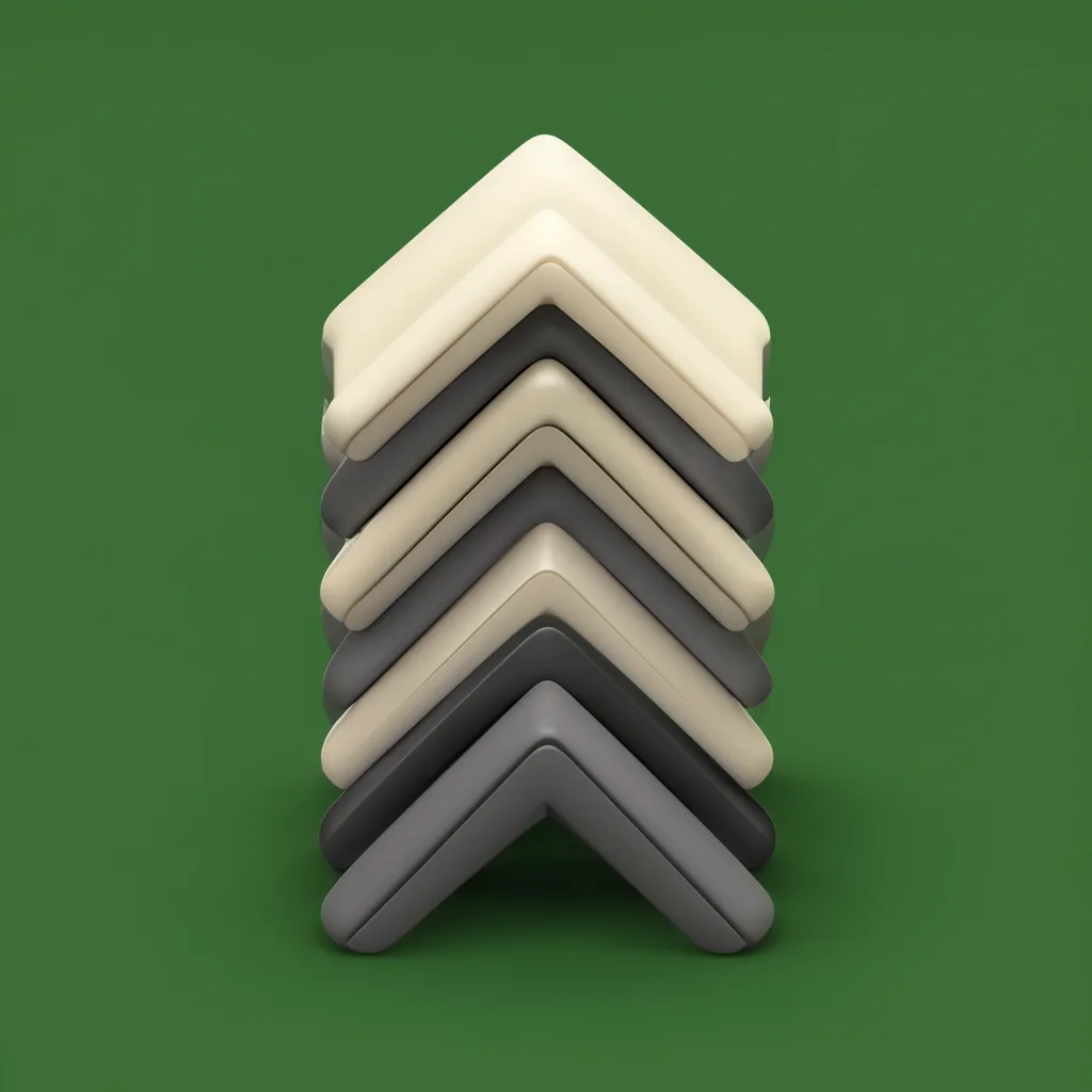 3D abstract sculpture of chevron stack in cream and charcoal