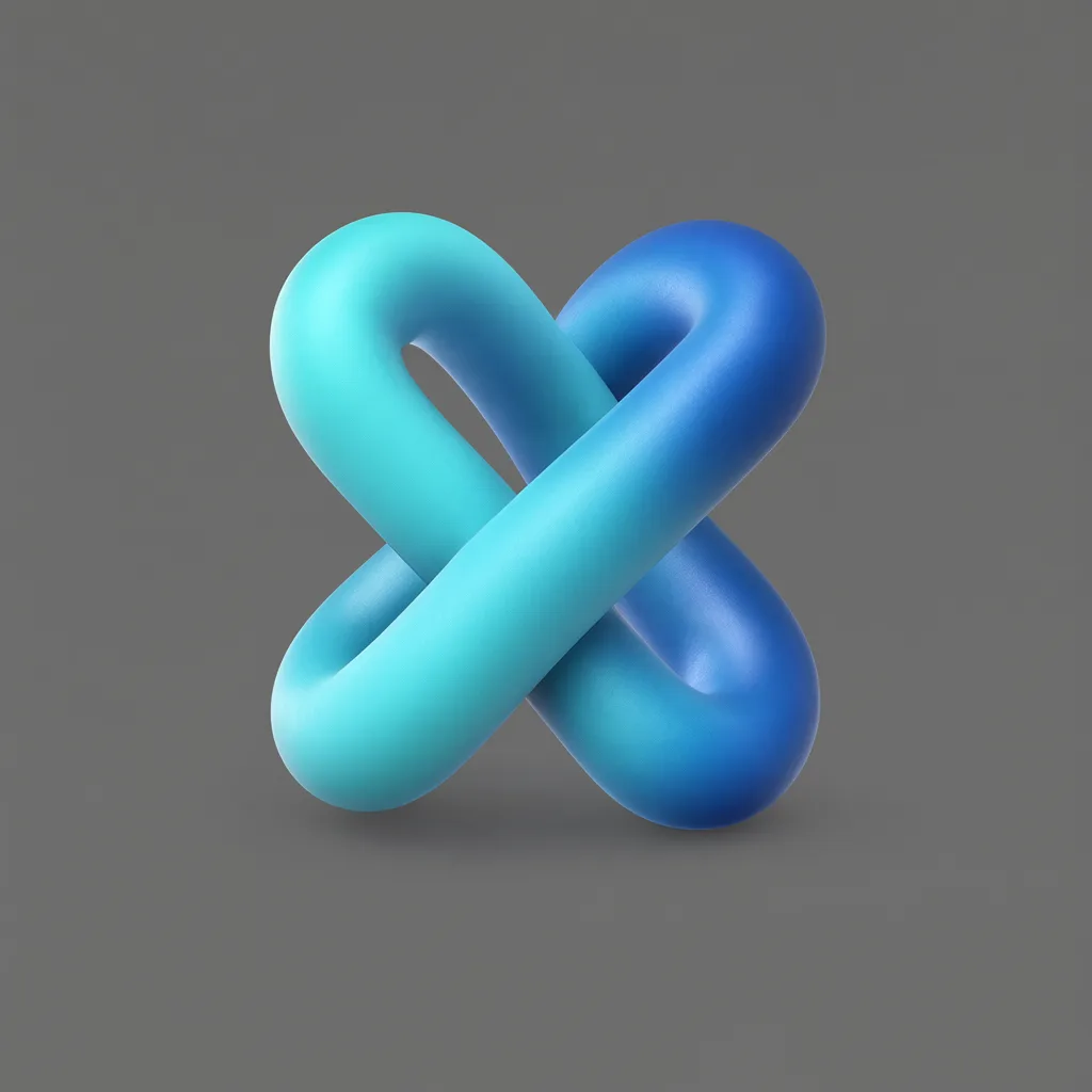 3D abstract sculpture of infinity loop in aqua and cobalt