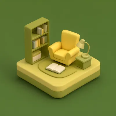 3D Isometric Study Nook Scene