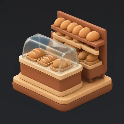 3D Isometric Bakery Display Scene