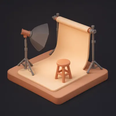 3D Isometric Photo Studio Scene