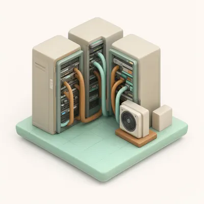 3D Isometric Server Room Scene