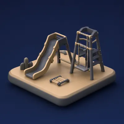 3D Isometric Playground Scene
