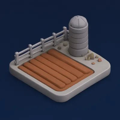 3D Isometric Farm Plot Scene