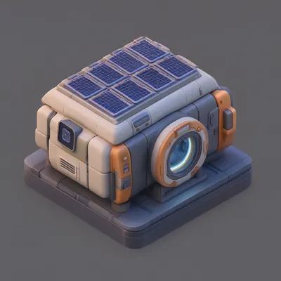 3D Isometric Space Station Module Scene