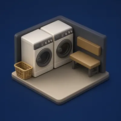 3D Isometric Laundromat Corner Scene