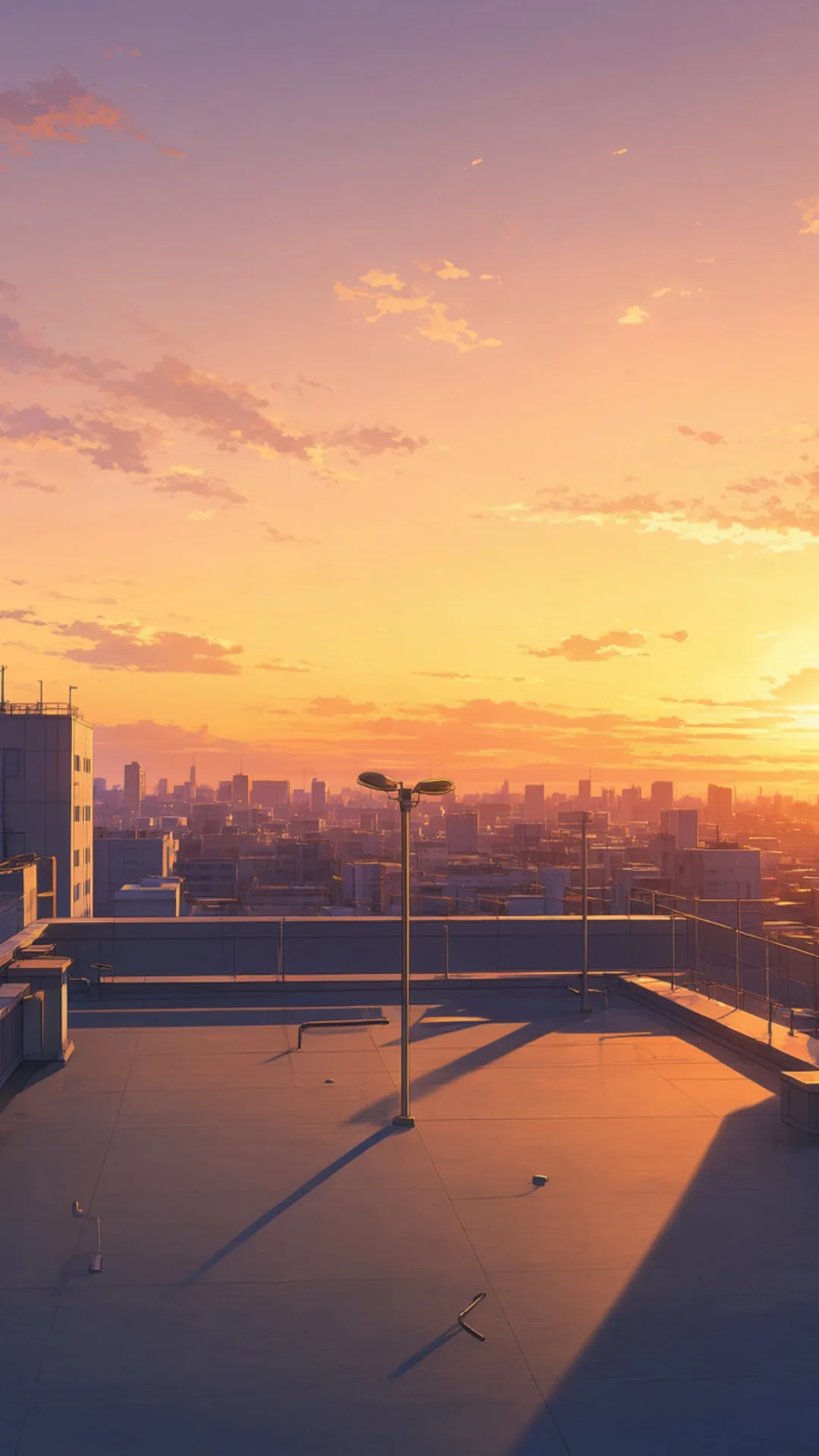 Anime Rooftop Sunset Sky