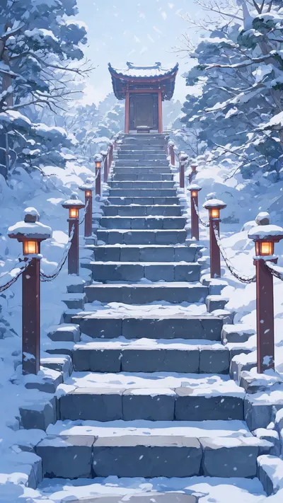 Anime Snowy Shrine Steps