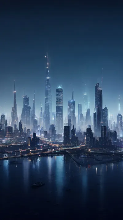 Futuristic City Skyline at Night