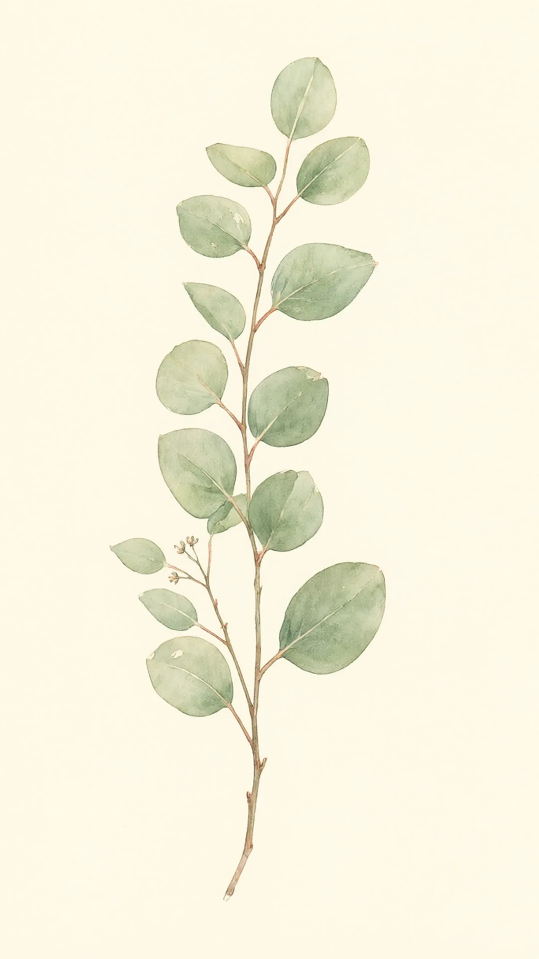 Eucalyptus Branch Watercolour on Cream