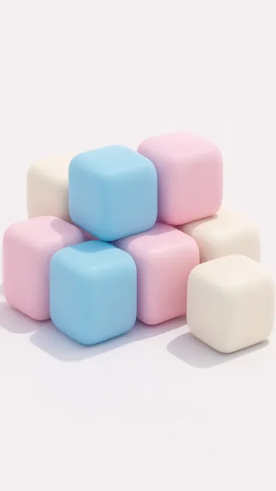 3D Soft Cubes in Pastel
