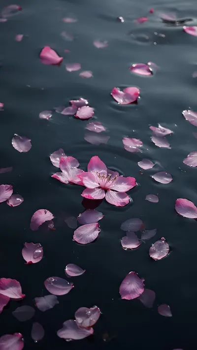 Spring Blossom Petals on Water