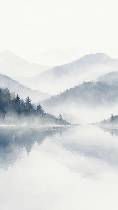 Watercolour Mountain Lake