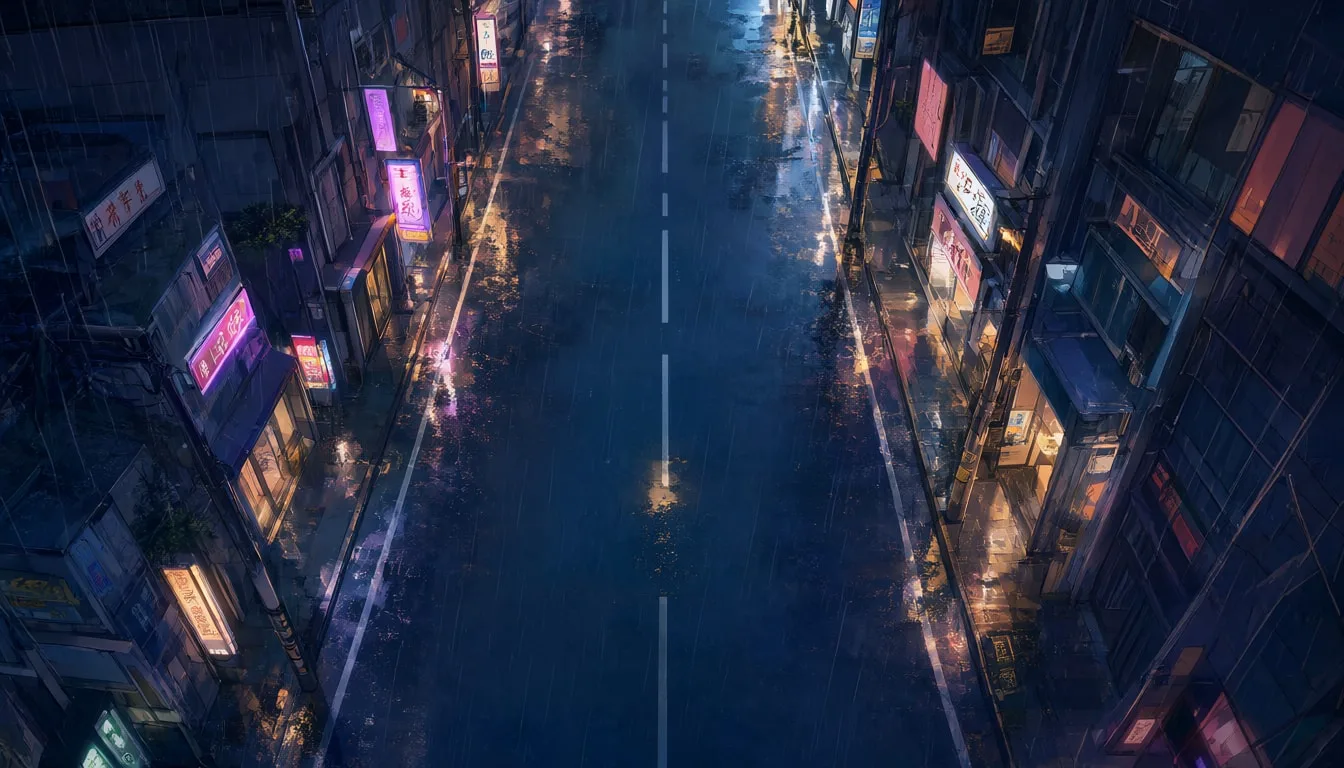 Anime Neon Street from Above