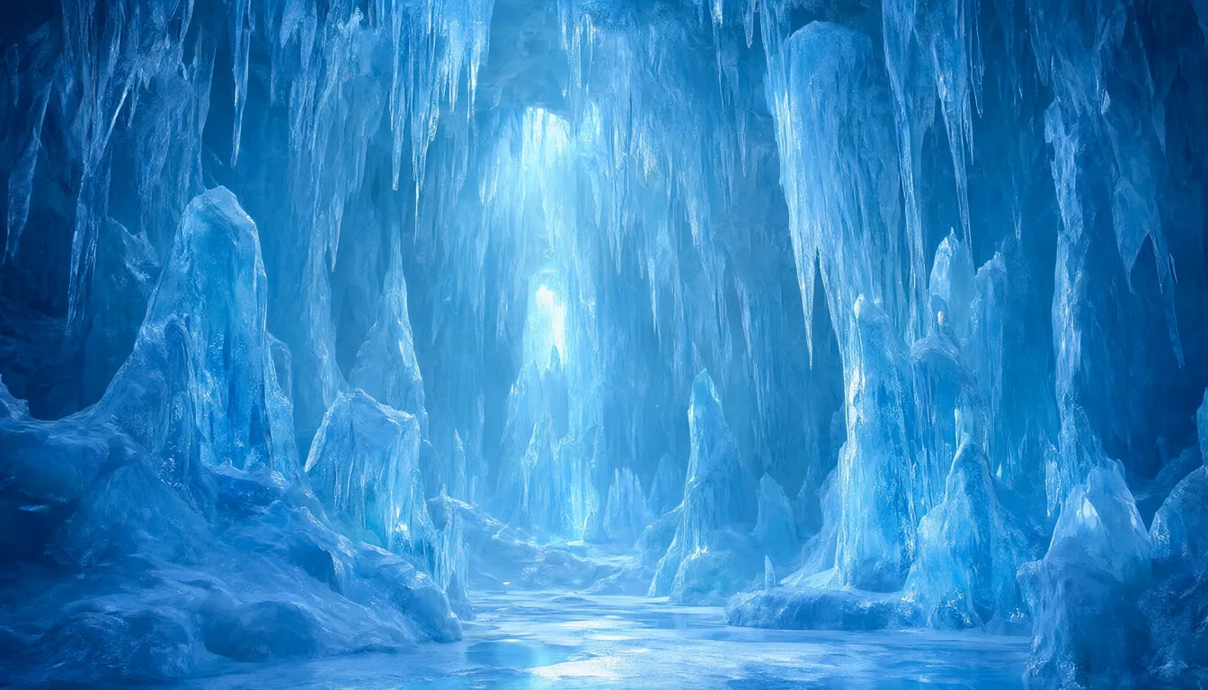Fantasy Ice Cavern with Blue Light