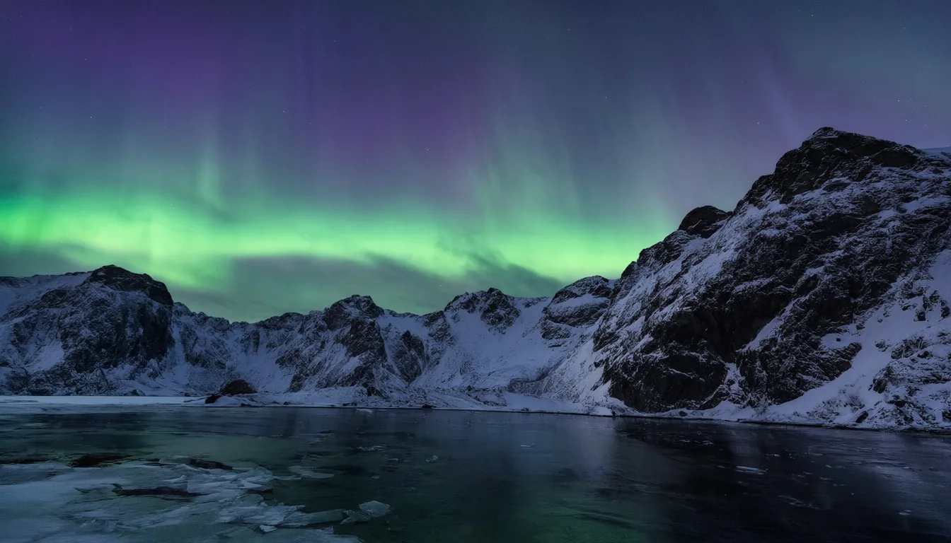 Aurora over a Frozen Fjord
