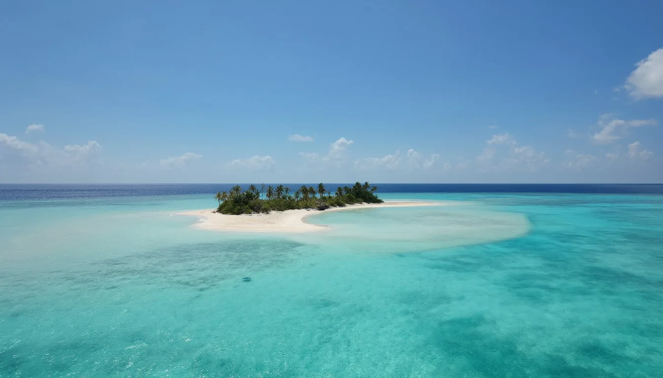 Tropical Island Aerial with Turquoise Water