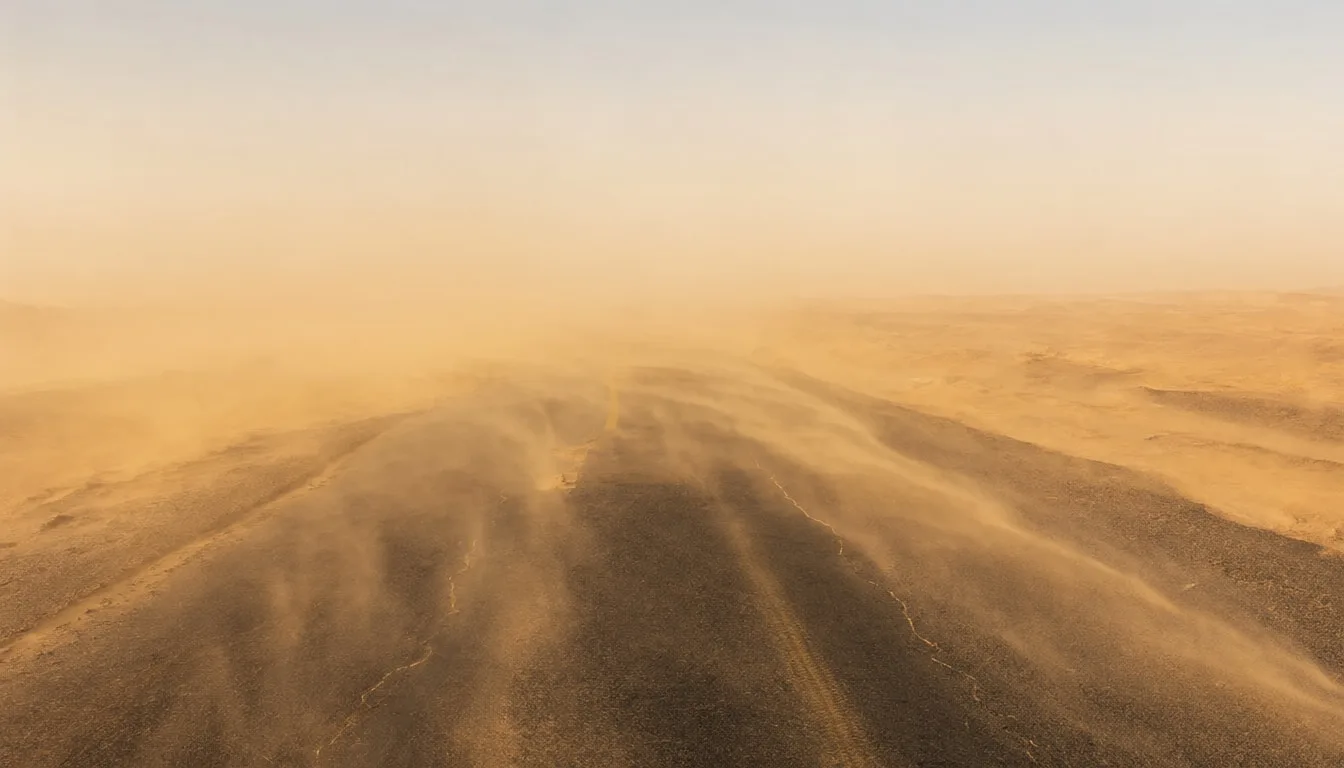Sandstorm over Desert Road