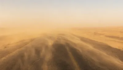 Sandstorm over Desert Road