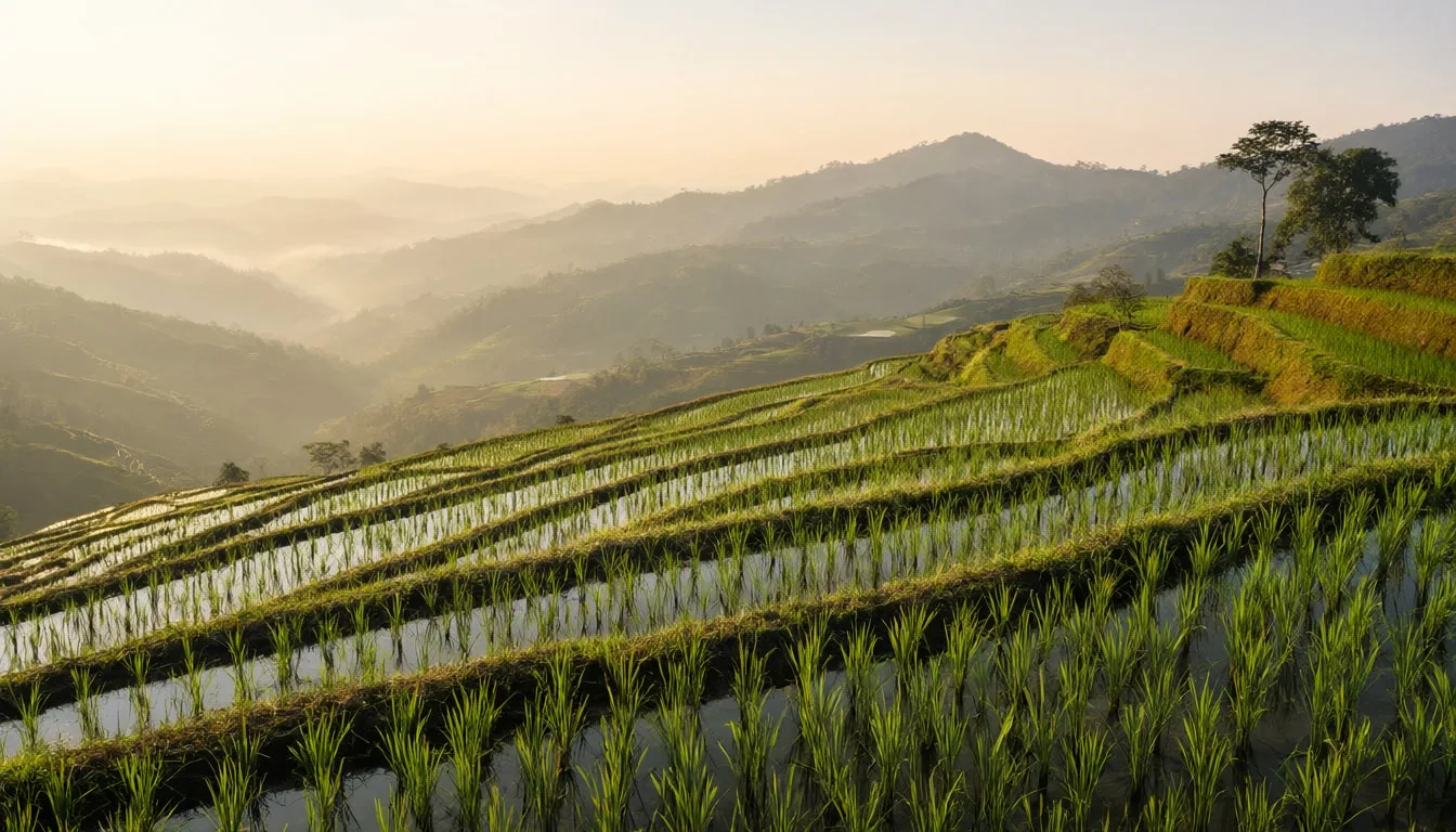 Terraced Rice Fields at Sunrise