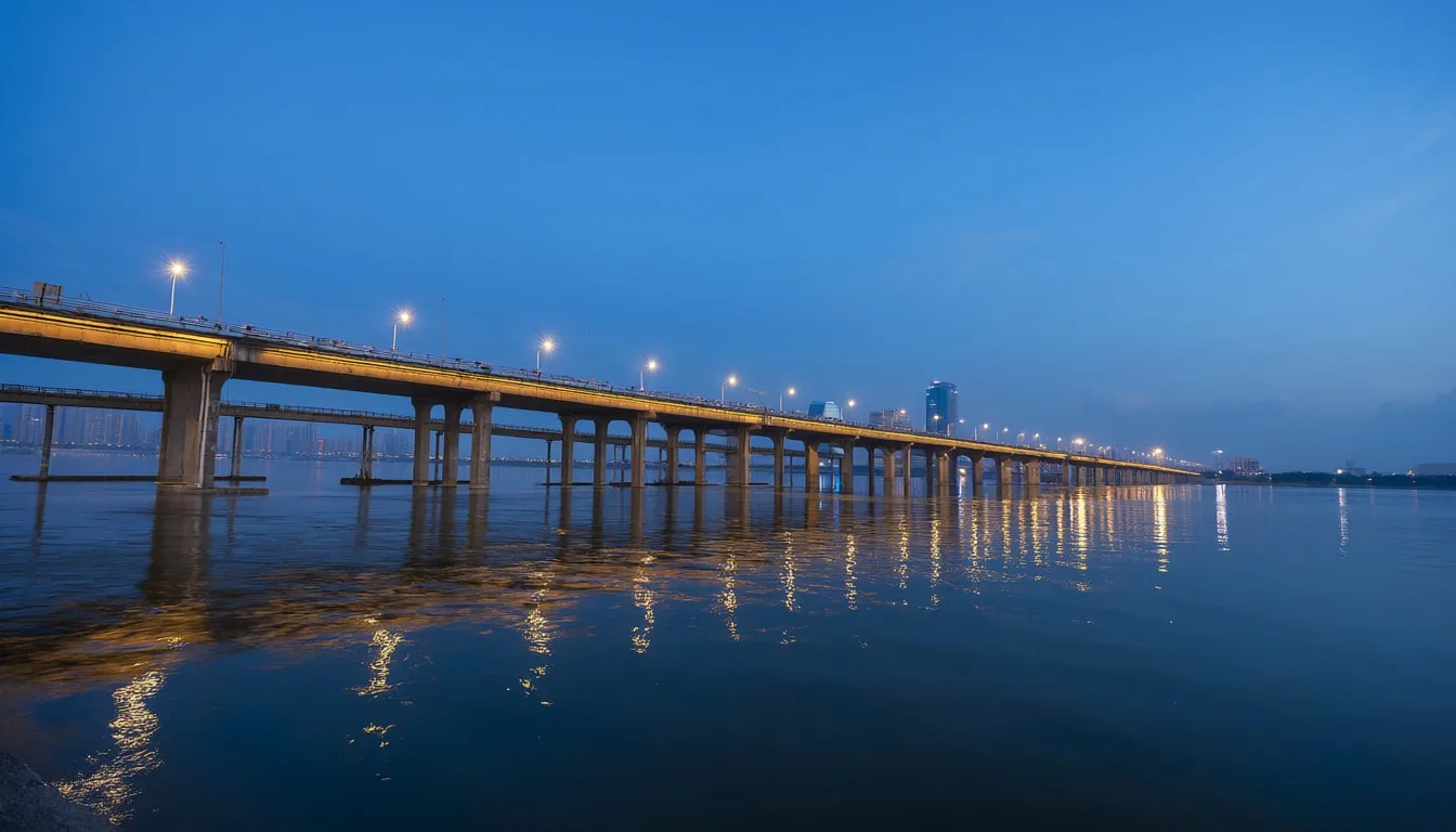 Blue Hour Bridge over a River