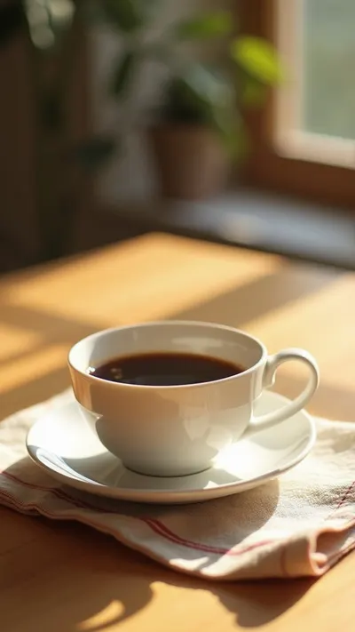 Coffee Cup on a Sunlit Table