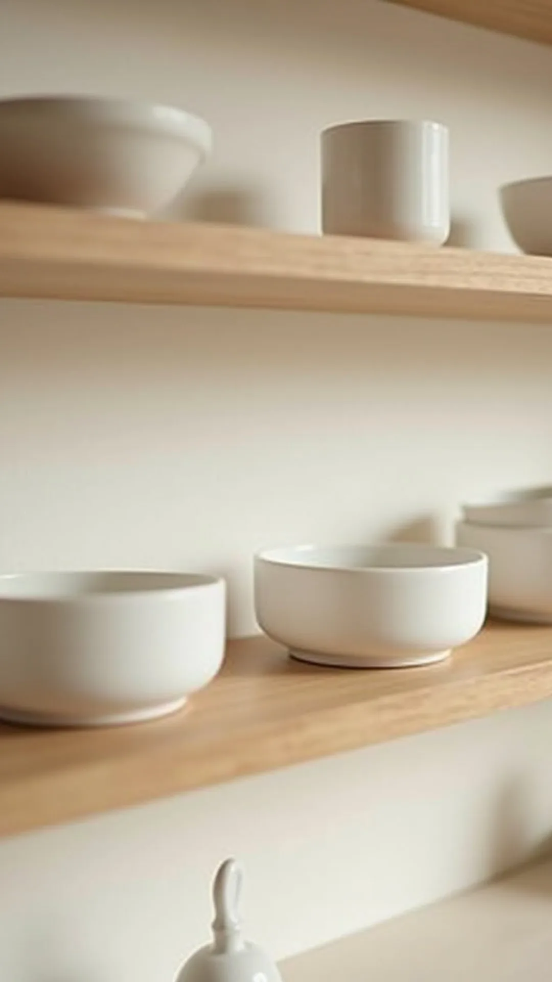 White Ceramics on a Shelf