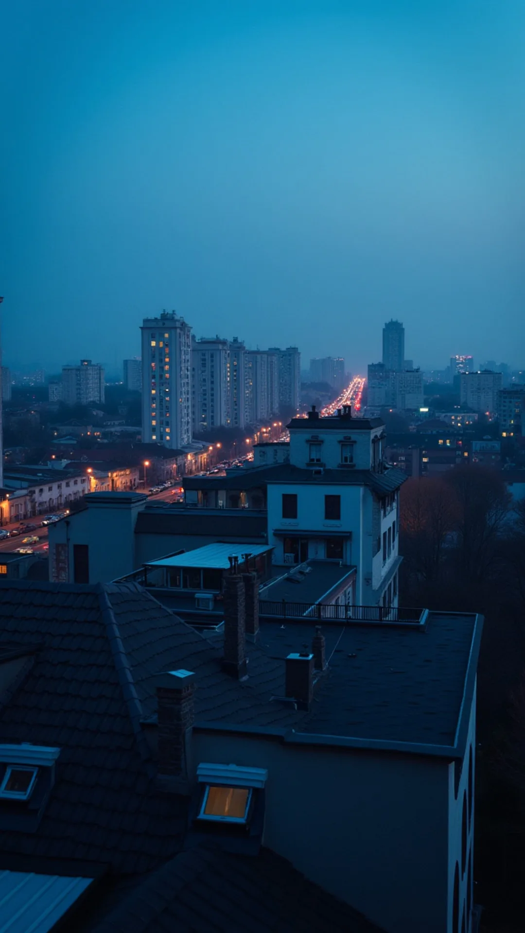 Soft Blue Hour City Rooftops