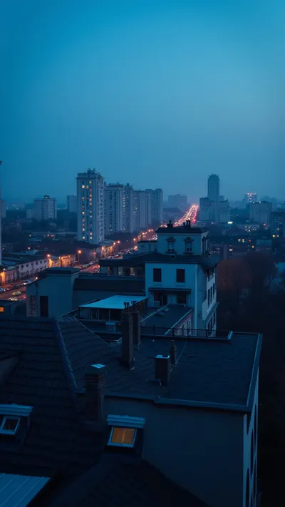 Soft Blue Hour City Rooftops