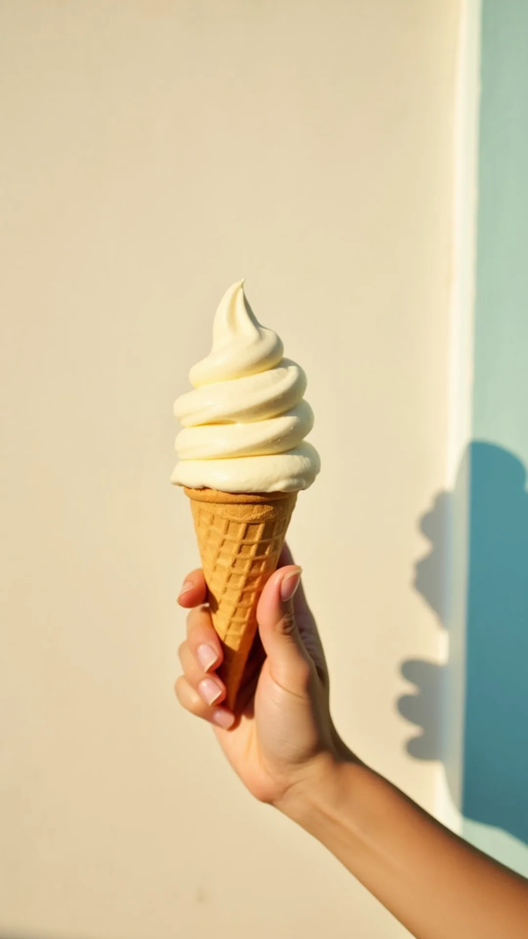 Vanilla Ice Cream Cone in Sunlight