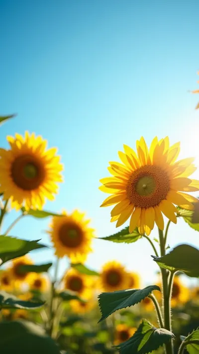 Sun Flower Field from Below