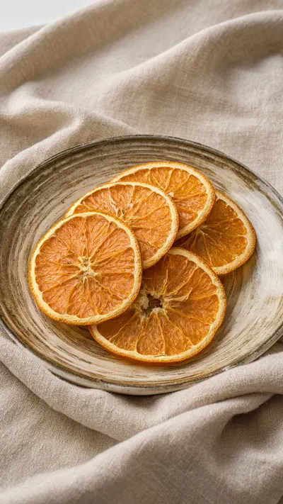 Ceramic Plate with Dried Oranges