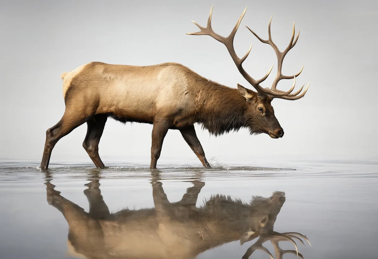 Elk Walking through Shallow Water