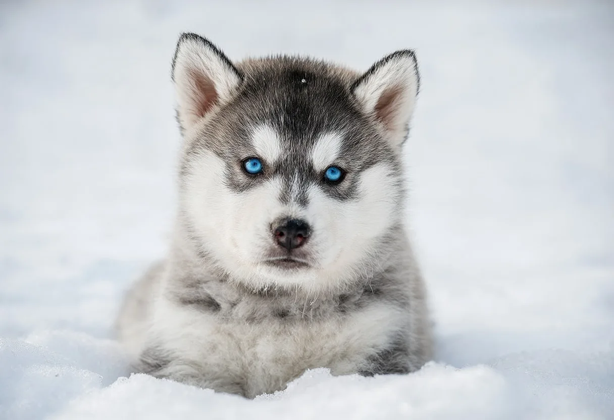 Husky Puppy in the Snow
