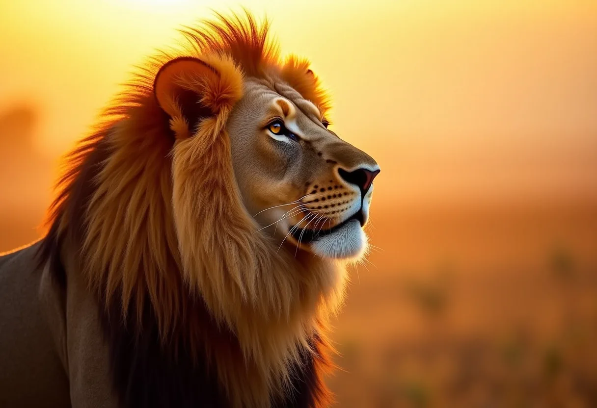 Lion Portrait at Sunset
