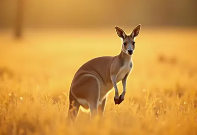 Kangaroo in Golden Grassland
