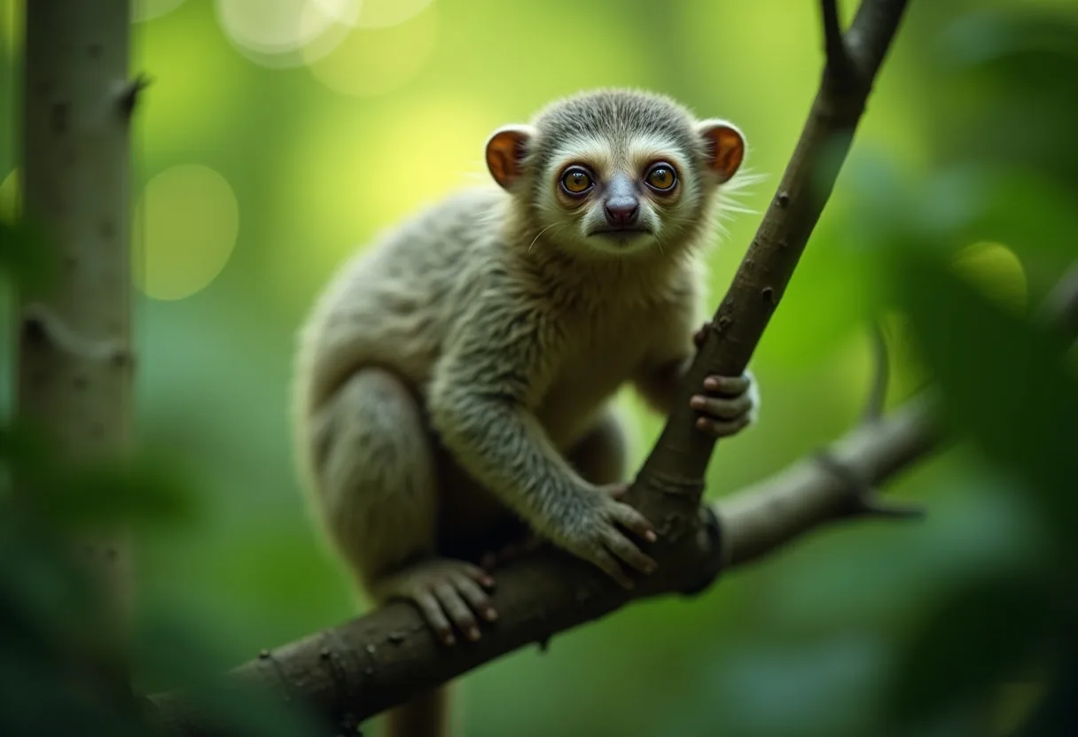 Sloth Climbing a Rainforest Branch