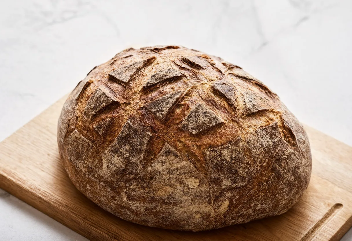 Sourdough Loaf on a Rustic Board