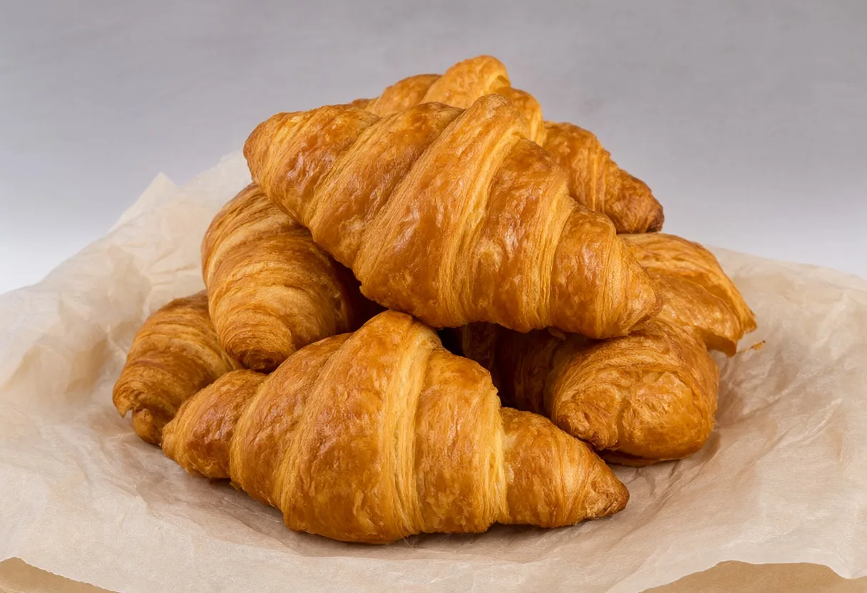 Fresh Croissants on Parchment
