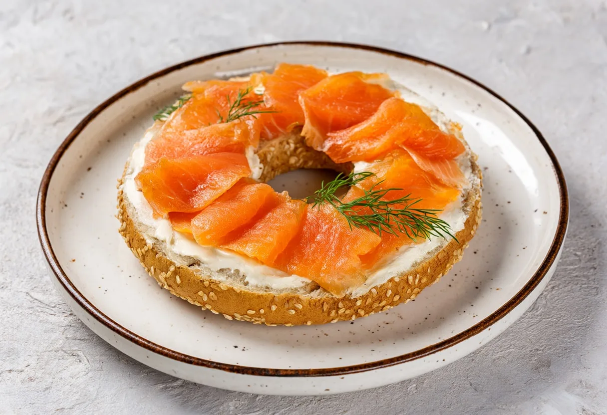 Bagel with Cream Cheese and Salmon