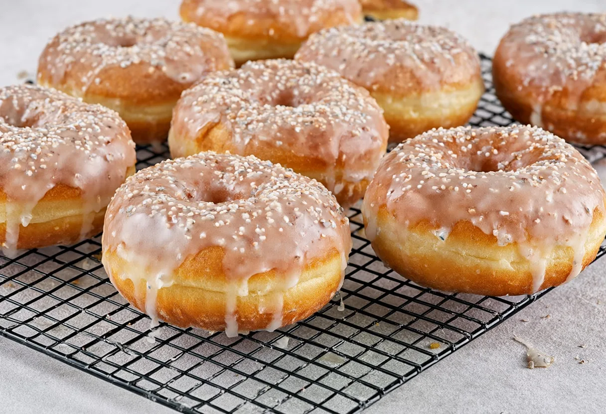 Glazed Doughnuts on a Rack
