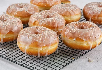 Glazed Doughnuts on a Rack