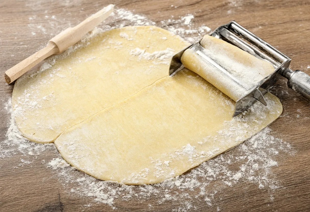 Fresh Pasta Making on a Table