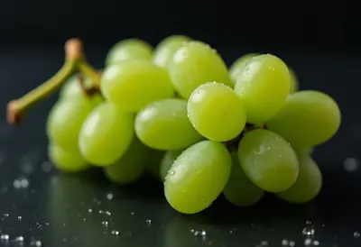 Green Grapes with Dew